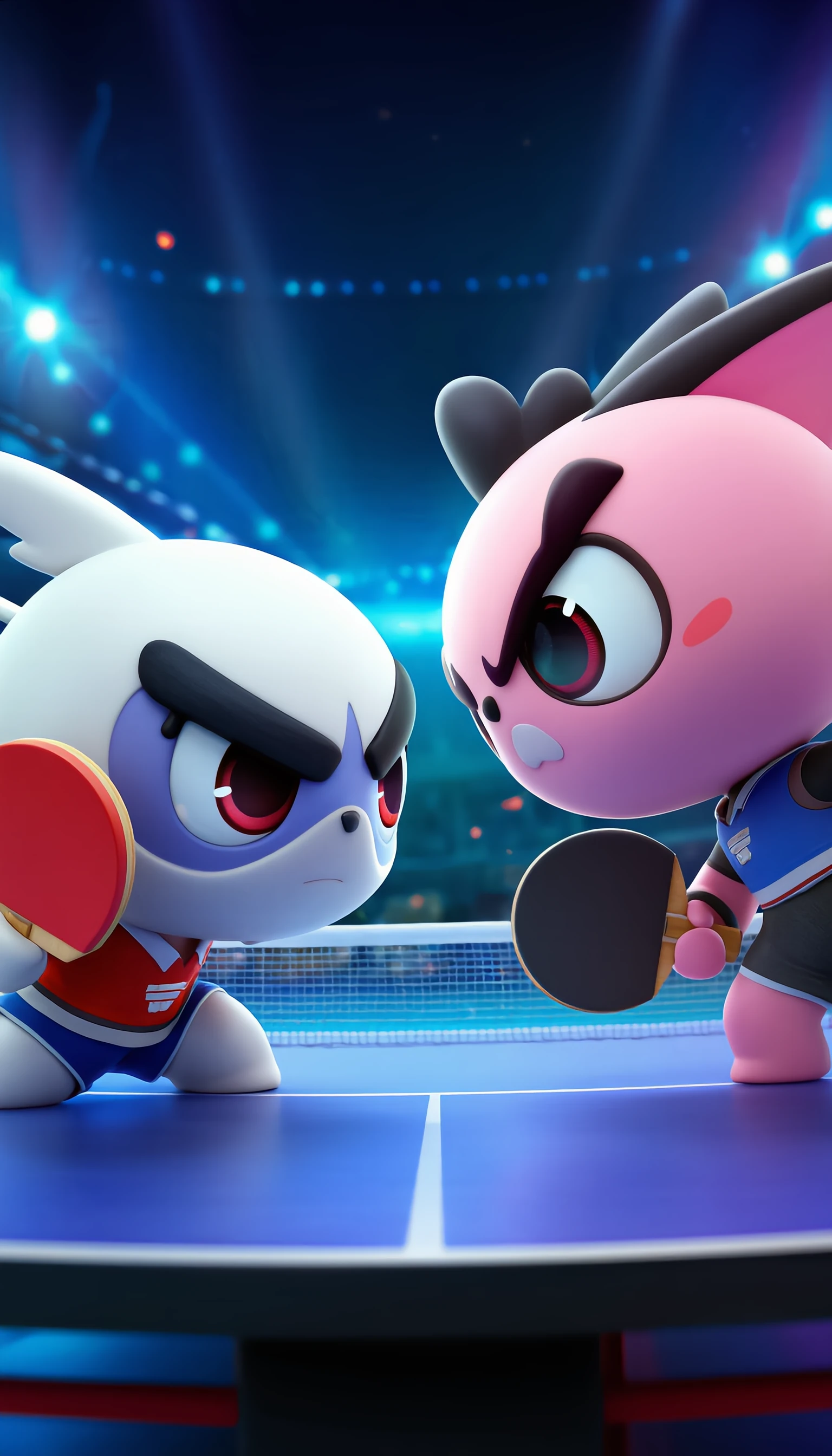 Une illustration stylisée de raquettes et de balles de tennis de table